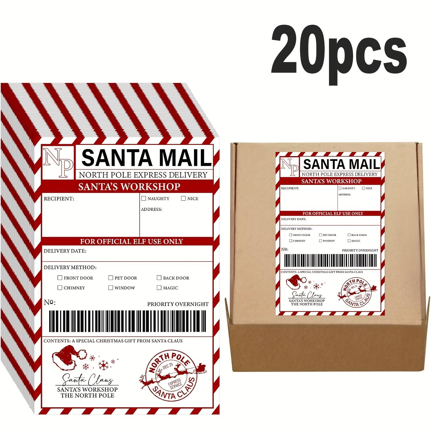 

20pcs/Pack, Santa Claus Shipping Label Stickers, Santa Elf Express Mail Tags, Ample Writing Space for Personalizing Every Gift L