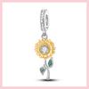 Murano Glass 925 Sterling Silver Beads Sunflower Charms Fit Charm Bracelet Diy Jewelry Making