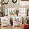 Linen Christmas Throw Pillow Cover Pink Christmas Tree Pillow Cover  Home Decoration