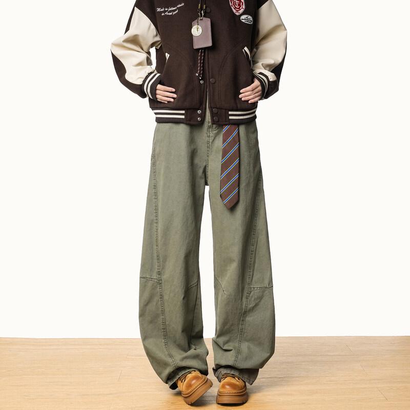 ICH MODE Women s Spring/Summer Straight Loose Casual Pants L