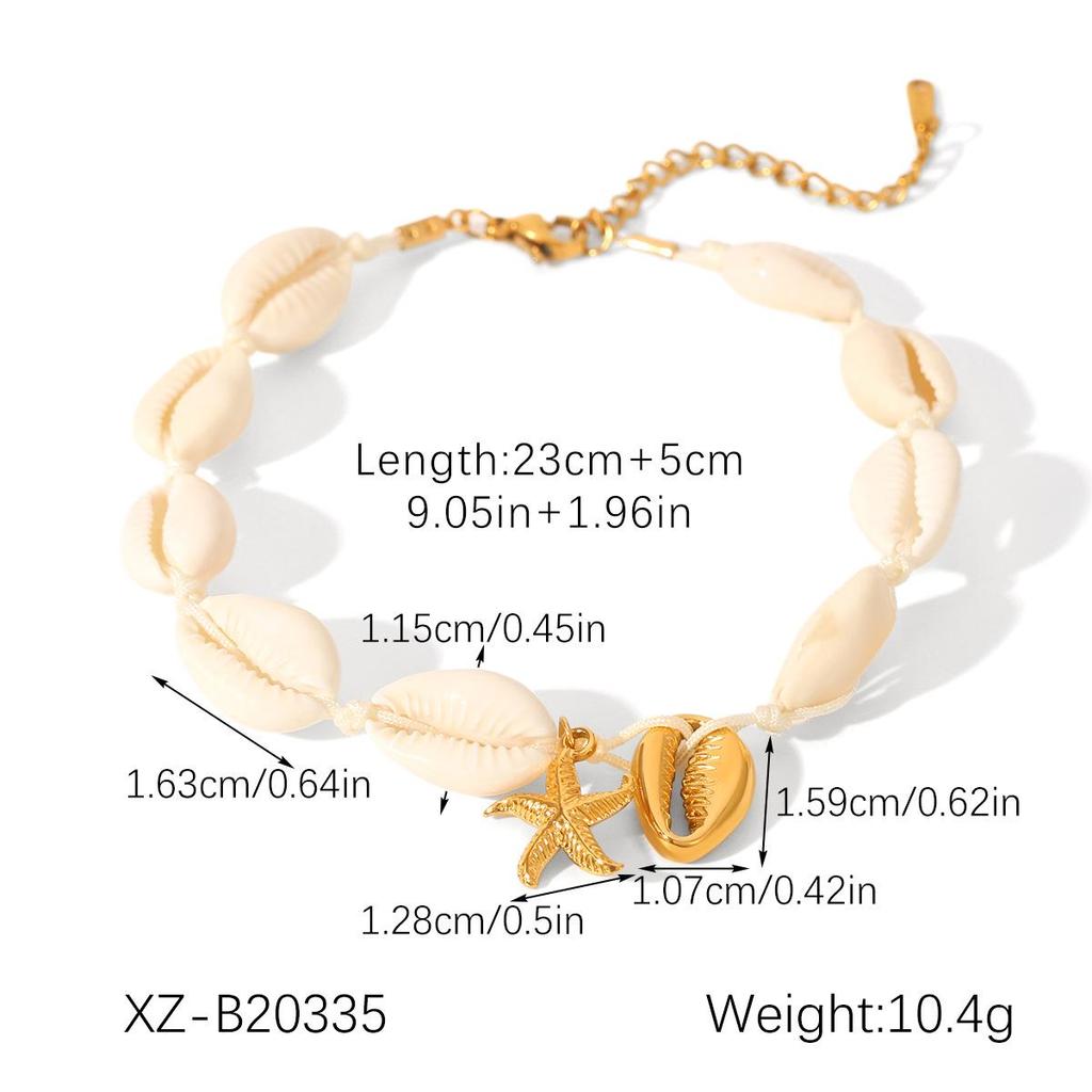 Luxury European & American Ocean-Inspired Stainless Steel Bracelet with Starfish & Seashell Design for Women – Non-Fading Titanium Jewelry