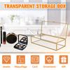 Glass Jewelry Box Vintage Jewelry Organizer Box with Hinged Lid and Mirrored Bottom Transparent Desktop Decorative Golden
