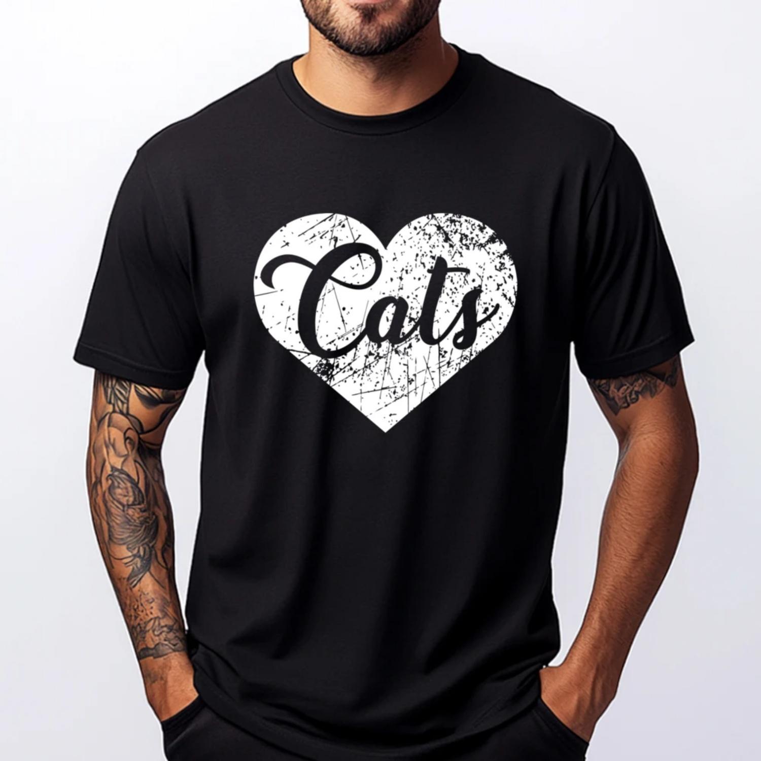 

Cats Heart Anime T Shirts Harajuku Comfortable T-Shir Graphic Cotton Short Sleeve Mens Clothing Vegan S чёрный