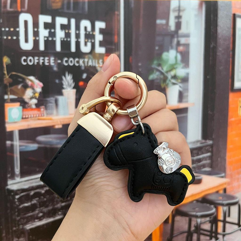 Portachiavi in Pelle con Ciondolo Pony Cartone Animato: Braccialetto della Ricchezza Immediata per Coppie, Accessorio per Auto e Borsa