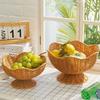 Multipurpose Fruit Basket Traditional Style Stackable Snack Tray Natural Rattan Hand Woven Vegetable Basket
