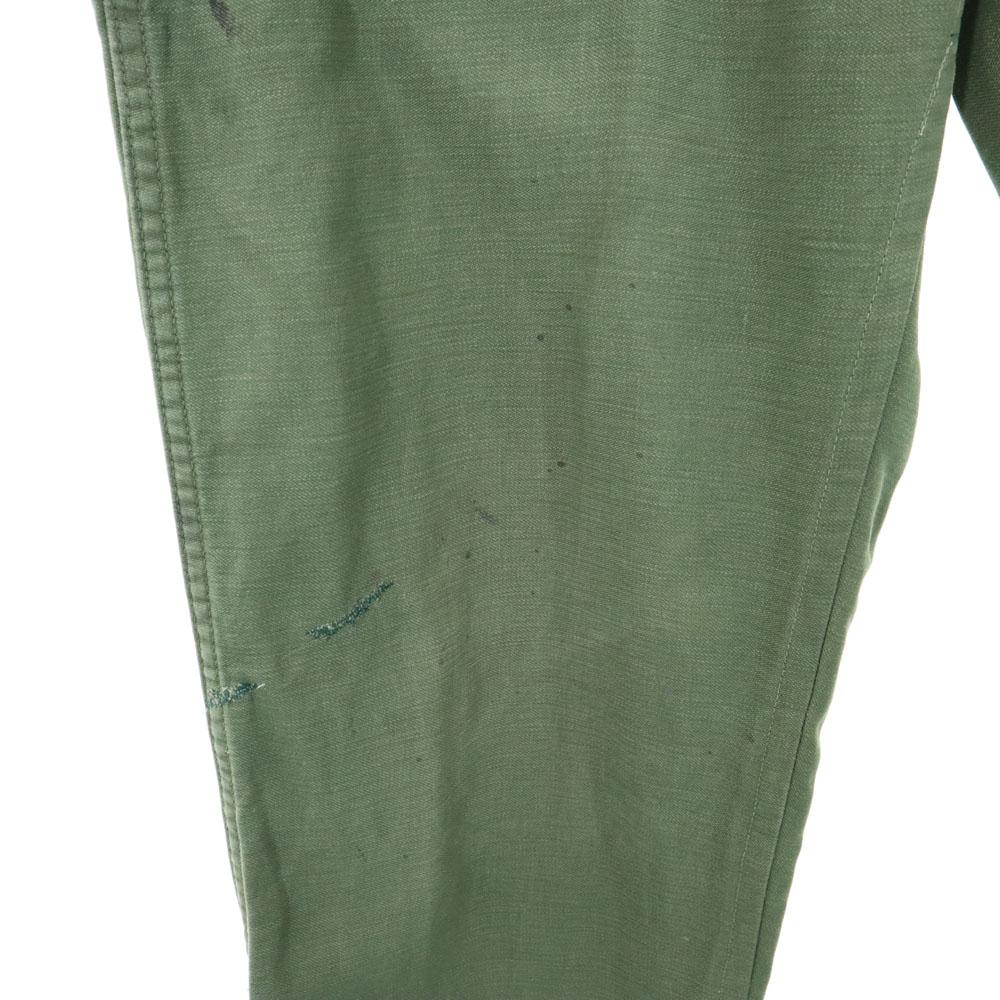 US ARMY 70s DSA Vintage Cotton Satin Baker Pants W30 Military Button Fly Men's Used