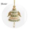 Holiday Tree Decorations 2D Flat Beaded Art Christmas Ornament, Acrylic Rustic/Candy/Snowflake Dangle/Faux Crystal Durable Ornament Xmas Hanging