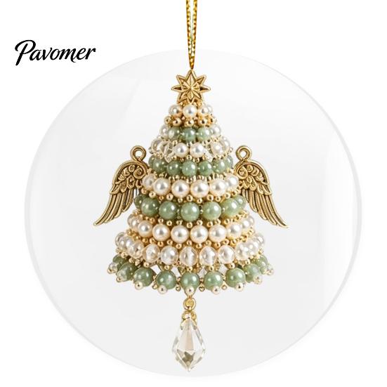 Holiday Tree Decorations 2D Flat Beaded Art Christmas Ornament, Acrylic Rustic/Candy/Snowflake Dangle/Faux Crystal Durable Ornament Xmas Hanging