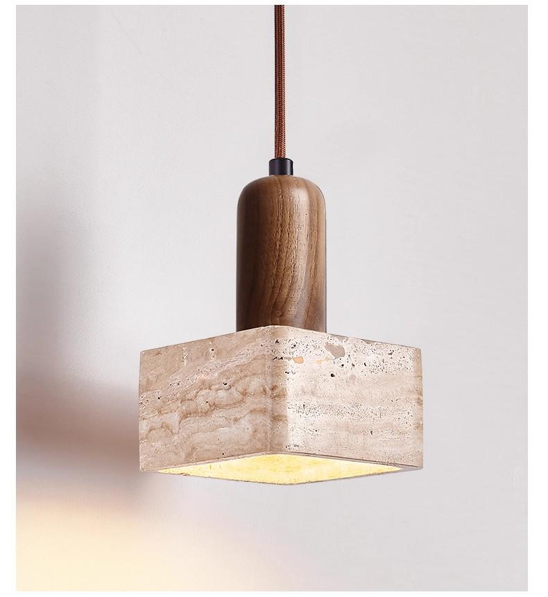 Yellow Travertine Wabi-Sabi Ceiling Light for Entryway or Balcony