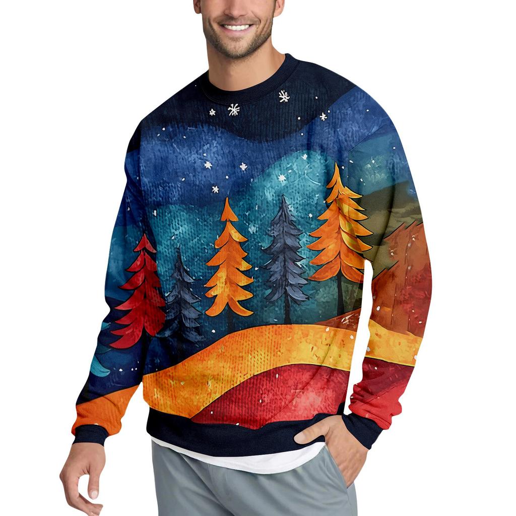 Christmas Print Loose Men's Hoodie