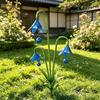 Metal Bluebell Wind Chimes Garden Stakes Handmade Triple Blue Flower Hanging Bells Outdoor Yard Lawn Patio Decoration