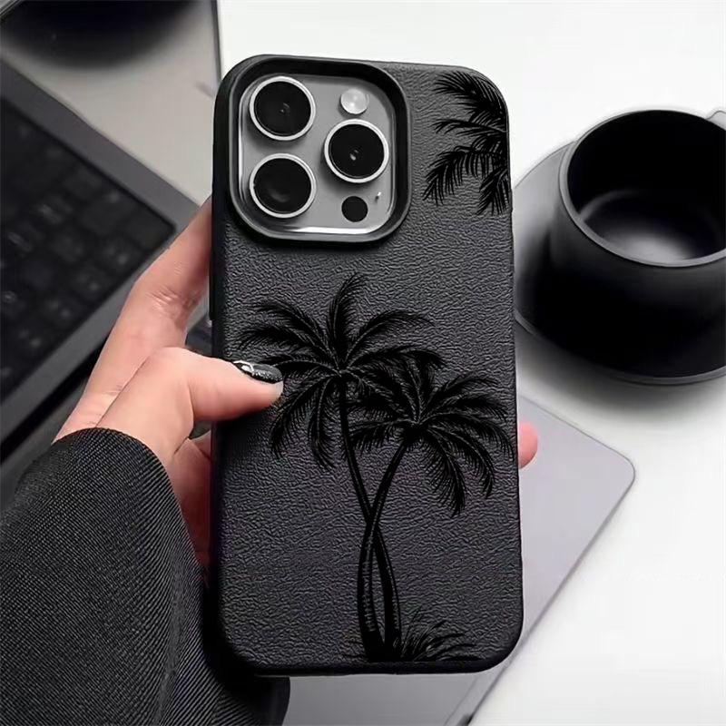 Für iPhone 16 Pro Max 16E 15 14 Pro 13 12 11 Handyhülle Kokospalmenmuster Schlank Weich TPU Sturzsicher Stoßfest Matt Bumper Cover