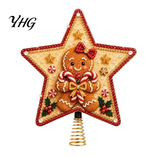 Spring Base Tree Top Star DIY Christmas Topper Kit with Faux Pearl & Rhinestone Materials, Santa Snowman Reindeer Handcrafted Seasonal Angel