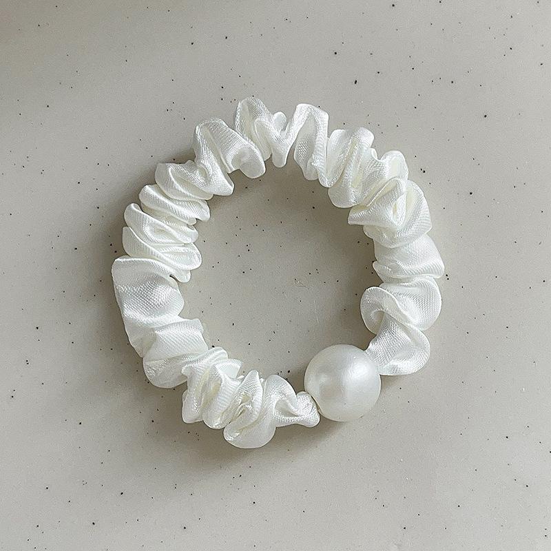 Small Intestine Hair Band Satin Fabric Pearl Headband Daily Hair Rope Tie Hair Rubber Band