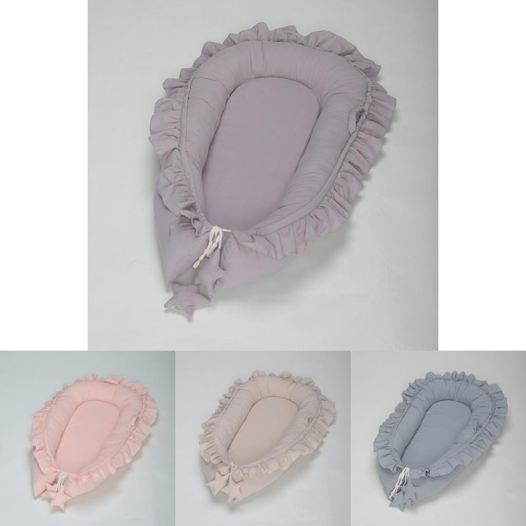 Cozy Cotton Lace Newborn Baby Lounger Portable Crib Bed In Pink Beige Gray Teal