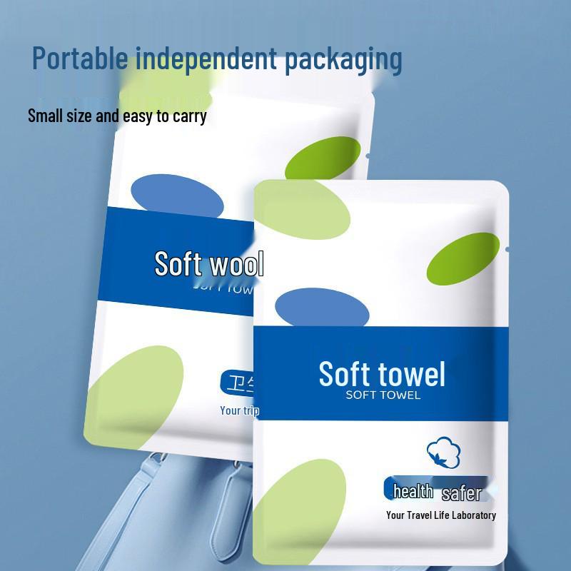 Compact Compressed Pure Cotton Towels - Thick, Individually Wrapped, Perfect for Travel, Easy Makeup Removal.