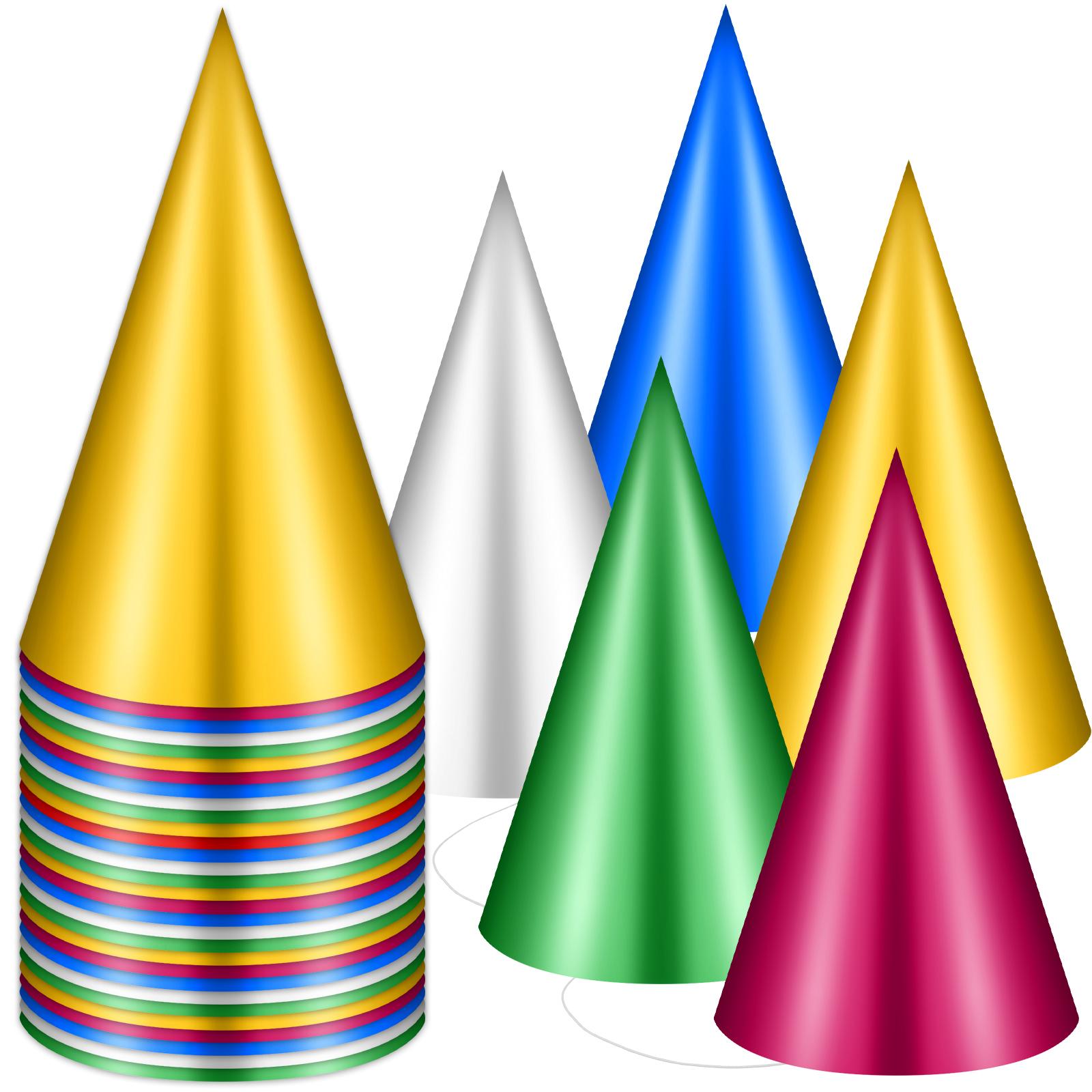 

Cone Party Hats Colorful Metallic Foil Birthday Cone Hats Bulk Metallic Foil With Elastic String Set In 5 Colors