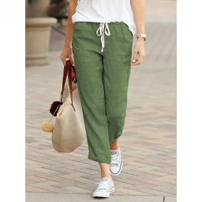 Women's Fashion Casual Solid Color Print Trousers Pants & Capris