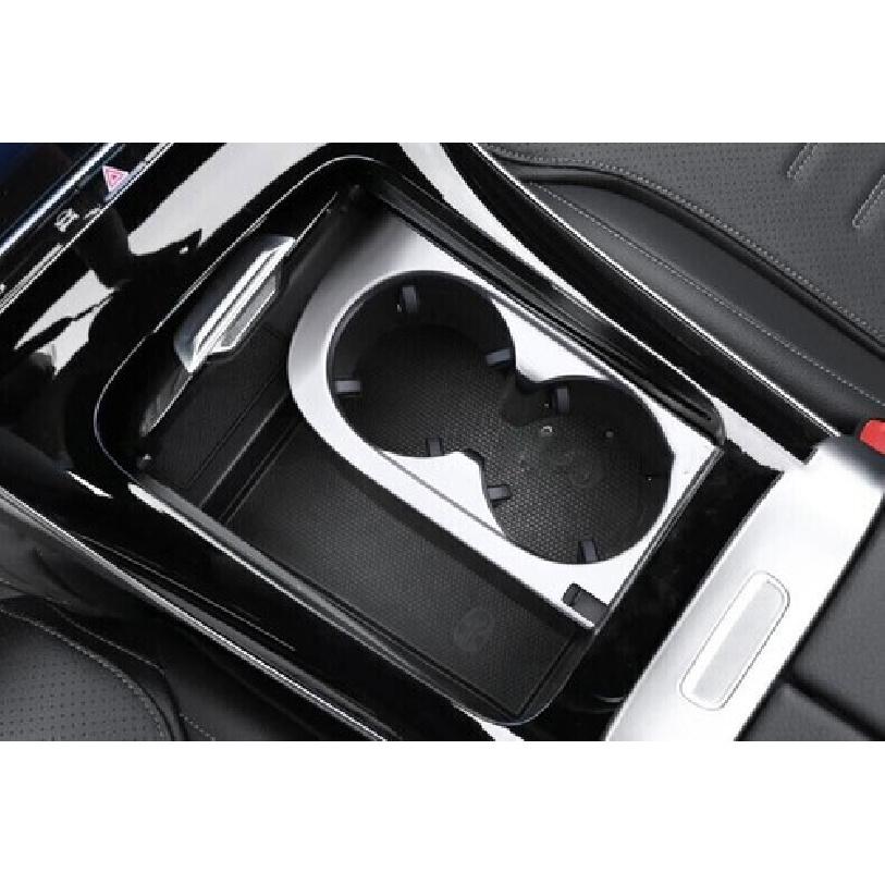 For Benz C-Class W206 Frame Trim -23 Silver Steel Central Console Water Cup