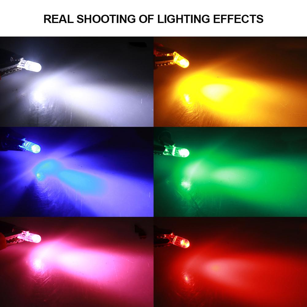 10Pcs Transparent T5 LED W3W COB Led Bulb Car Instrument Indicator Light Reading Lamp Auto Interior Dashboard Warming Lamp