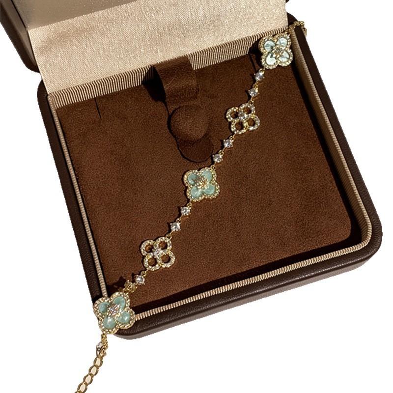 Light Luxury Clover Pendant Bracelet With Zircon Stones For Womens Fashion Gift