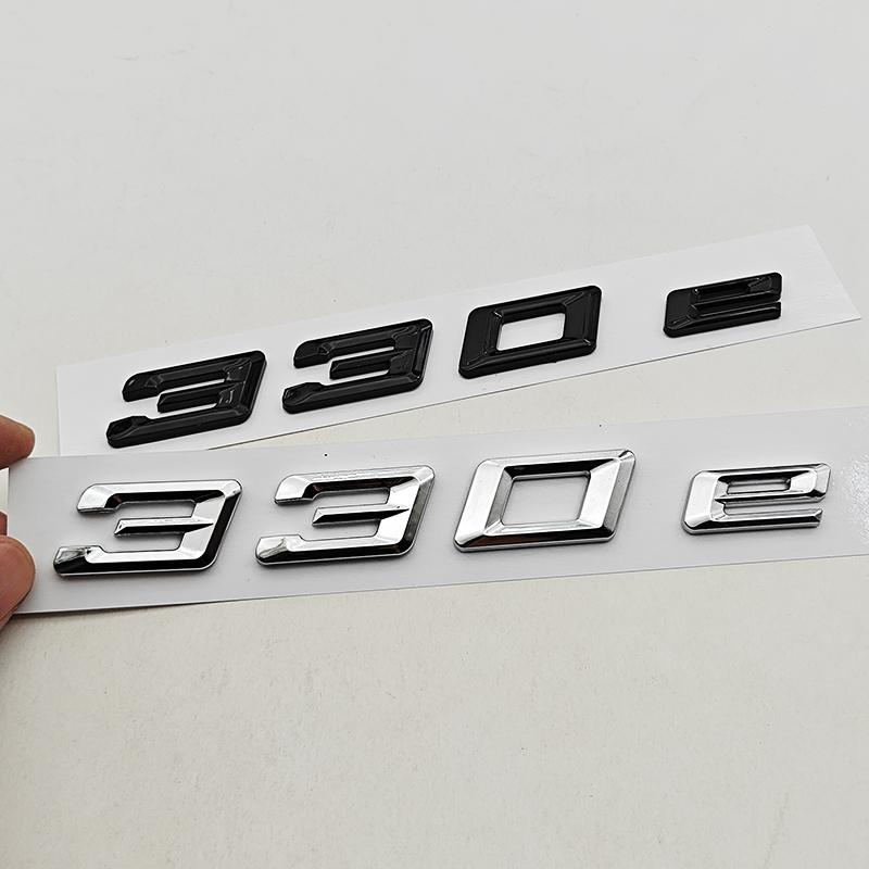 New 3D ABS Chrome Black Car Styling Logo 330e Badge Sticker Rear Trunk Emblem Decals For BMW 330e Auto Tail Accessories