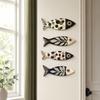 4Pcs Wooden Fish Wall Decor, Rustic Farmhouse Ocean Fish Wall Art, Vintage Beach Nautical Coastal Theme Fish Decor for Home Lake Ocean Bathroom