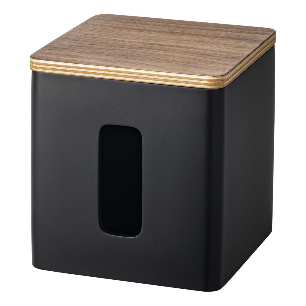Yamazaki Tissue & Toilet Paper Case, Brown, Rin, Square, Space-Saving, Approx. 14.5cm W X 14.5cm D X 15cm H, 5469