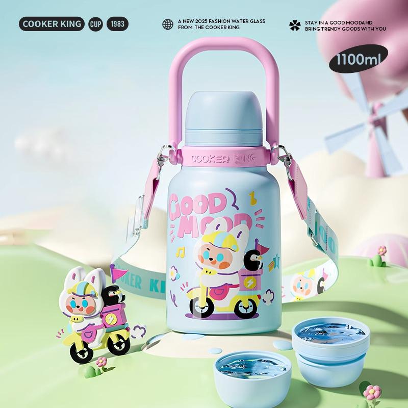 COOKER KING 316 Stainless Steel Insulated Straw Cup Children Thermos Cup Keep Warm and Cold Student School Water Bottles