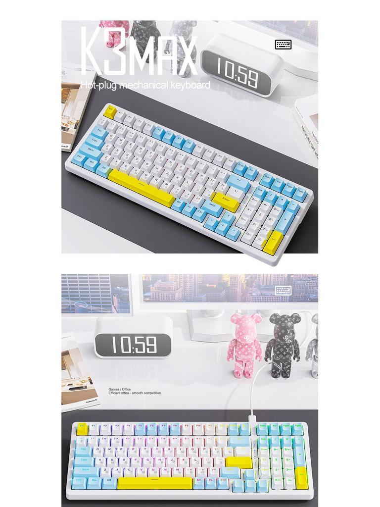 Free Wolf K3MAX Russian Gasket Mechanical Keyboard, Hot-Swappable Gaming Keyboard