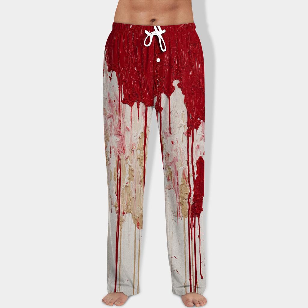 Men's Halloween Print Drawstring Pants Casual Pajama Pants