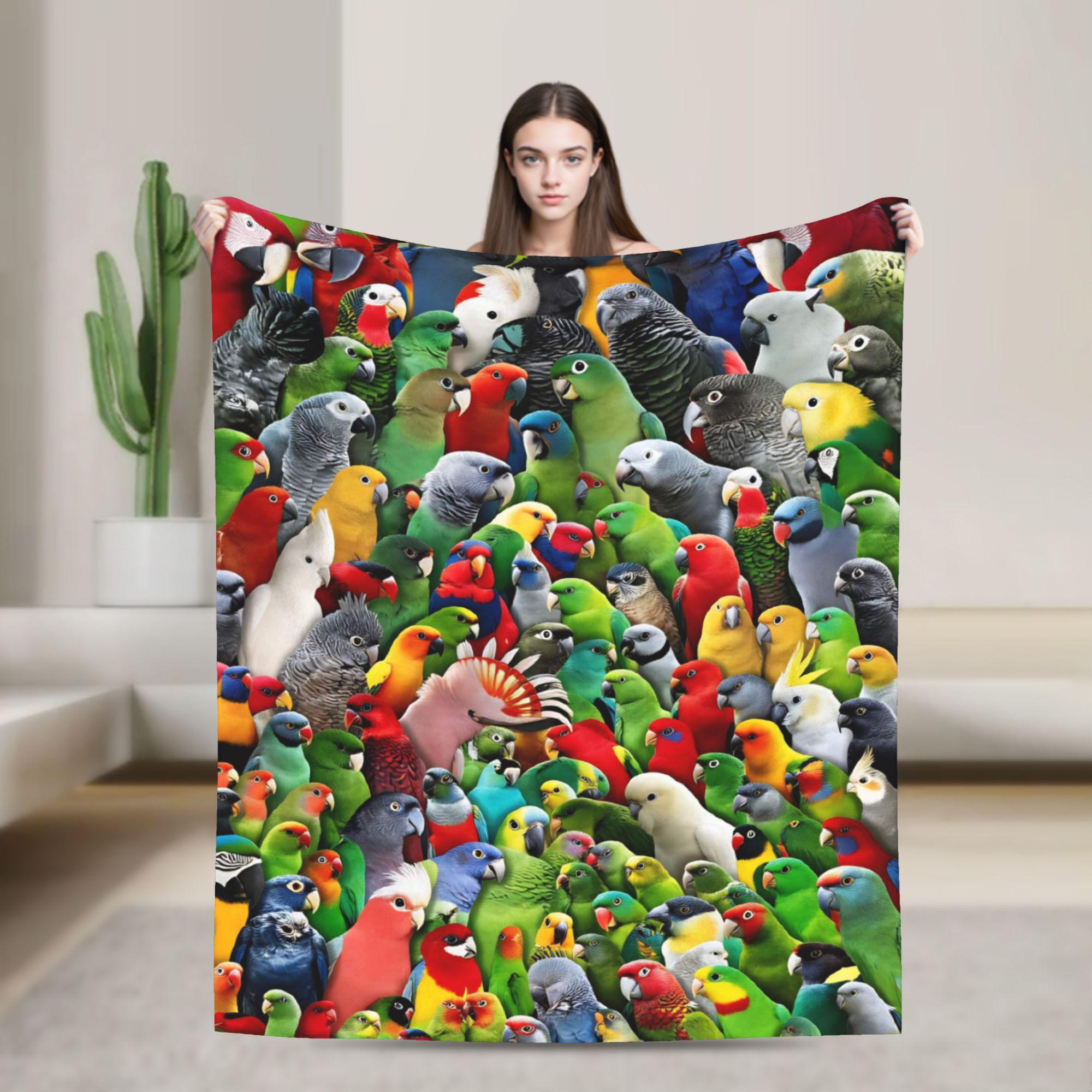 

Cute Birds Parrot Blankets Warm Cozy Throw Blanket Winter Adults Home Decor Camping Bedspread 80x120cm