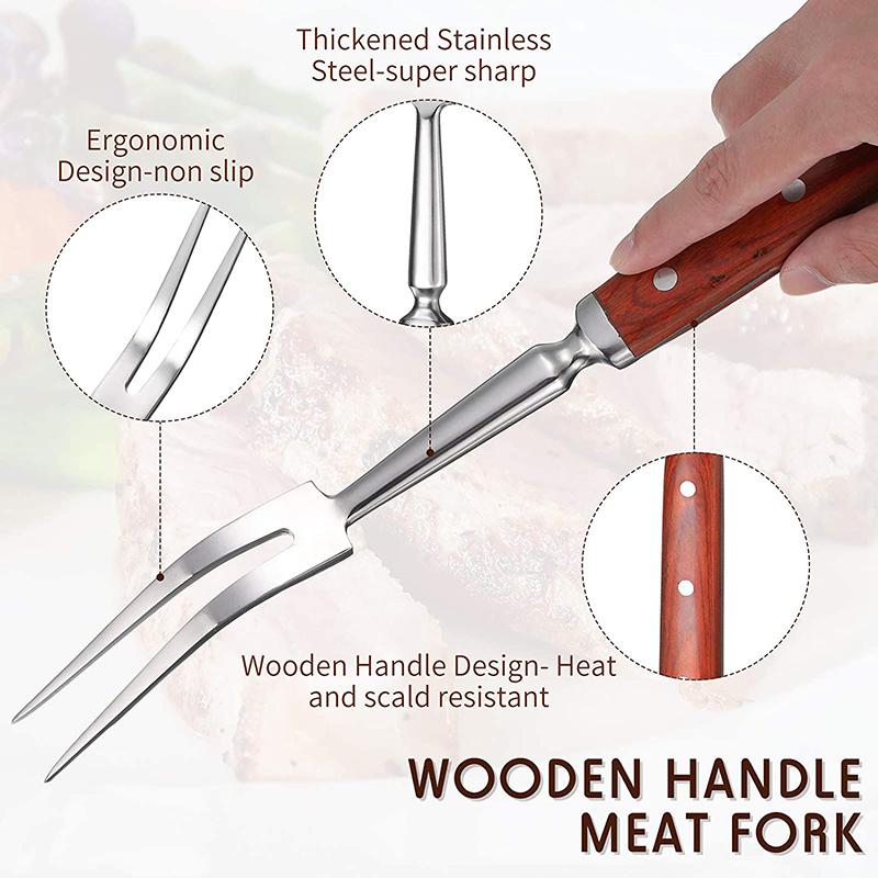 Stainless Steel Carving Meat Forks, Serving Fork for Grill BBQ Cooking, Kitchen Outdoor Tool