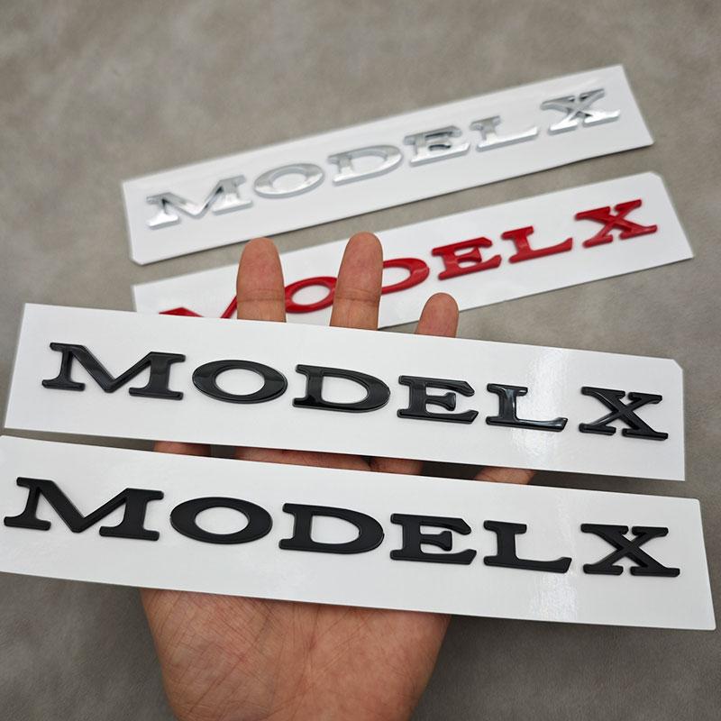 phbvg5 ABS Letters Model X Logo Chrome Black Red Emblem Car Rear Trunk Stickers For Tesla Model X Auto Badge Decals Accessories