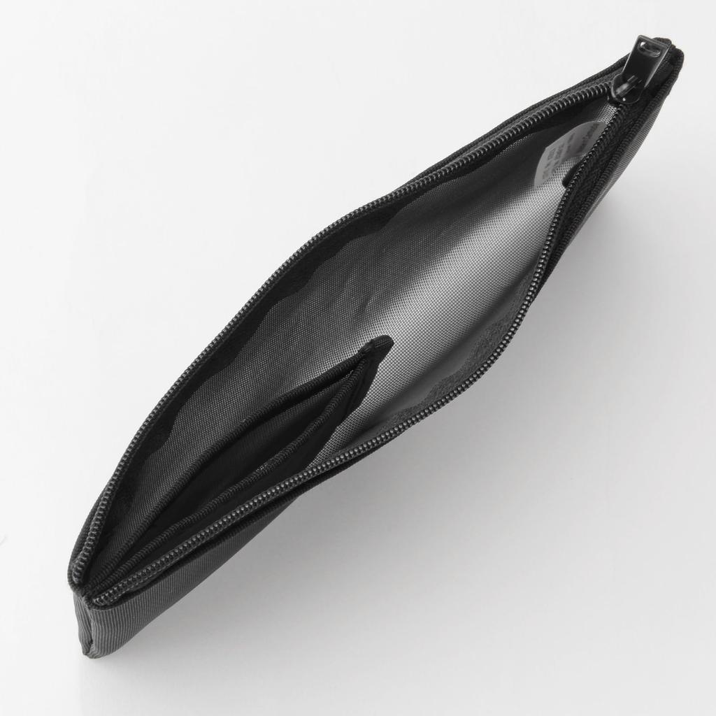 MUJI Nylon Mesh Pen Case with Pocket 8 x 17 cm Black 82263626 - Approx. -