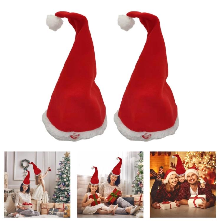 2 PEÇAS Chapéu de Natal Ativado por Movimento para Festival Acessórios de Entretenimento Musical Design de Balanço Automático para Decorações de Festa