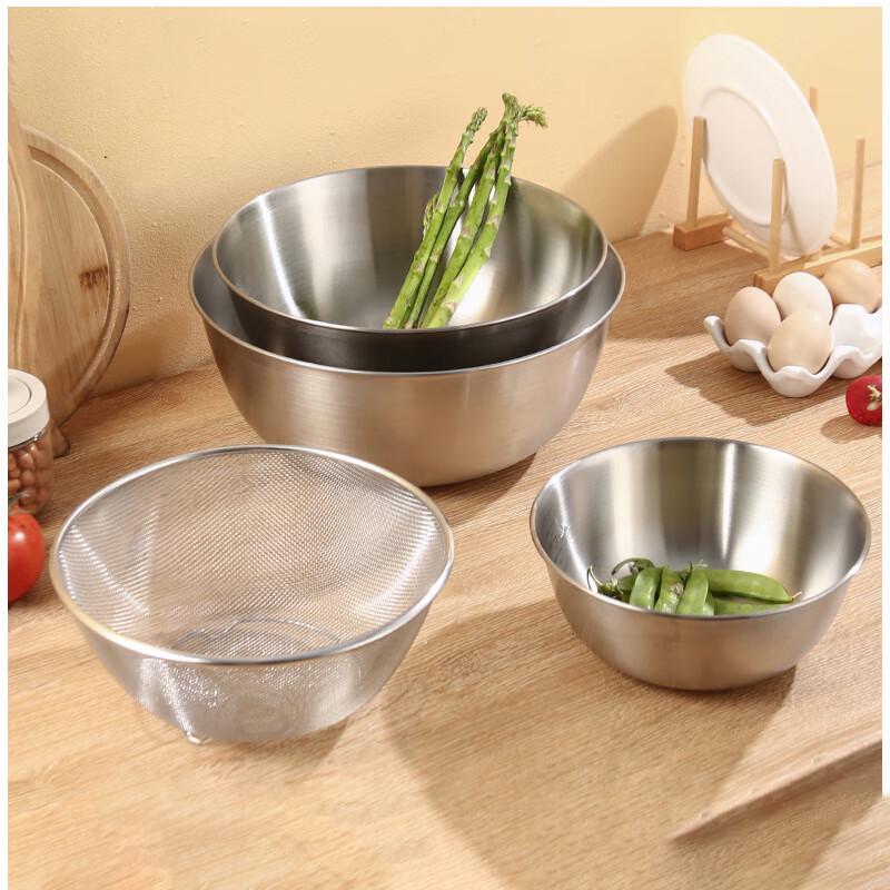 Churong 304 Stainless Steel Mixing Bowl & Strainer Set