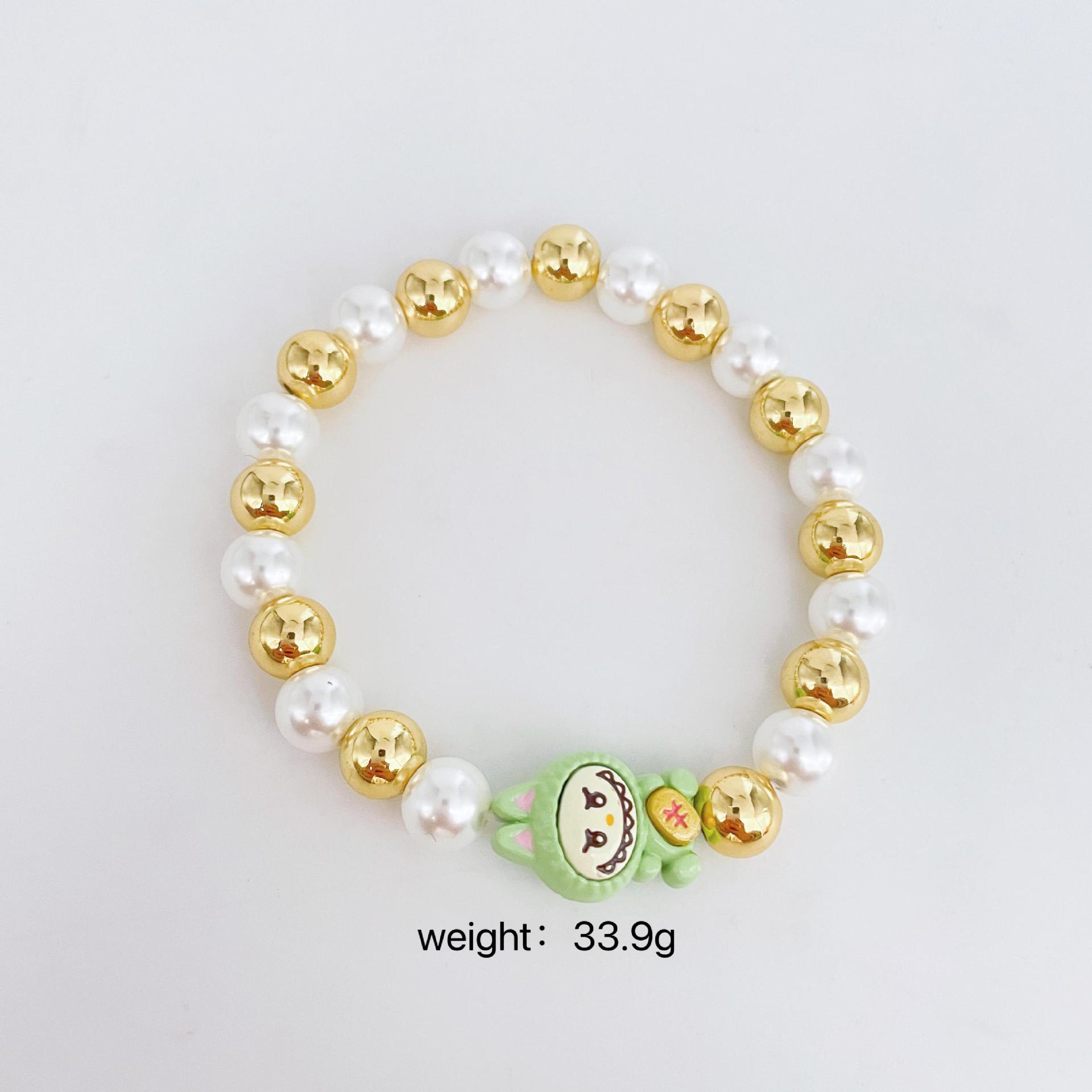 

Мультяшный милый браслет конфетного цвета, нить, носящая женский нишевый цвет, дофаминовый смайлик, дизайн браслета зелёный