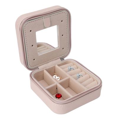Multifunctional Jewelry Storage Case With Mirror Leather Jewelry Box Portable Elegant Travel Jewelry Case Travel Use