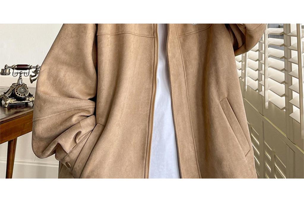 Men's Retro Suede Jacket - Hong Kong Style, Distressed All-Season Workwear Coach Jacket