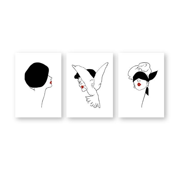 Triptych Picture Minimalist Abstract Line Art Prints Canvas Painting for The Home Fashion Woman Face Wall Posters No Frame