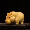 Taihang Cliff Cypress African Animal Trio Carving - Cute Wooden Hippopotamus, Elephant & Rhinoceros Ornament