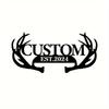 Personalized Metal Wall Art Custom Antler Family Name Sign Rustic Home Office Decor House Number Address Plaque Gift