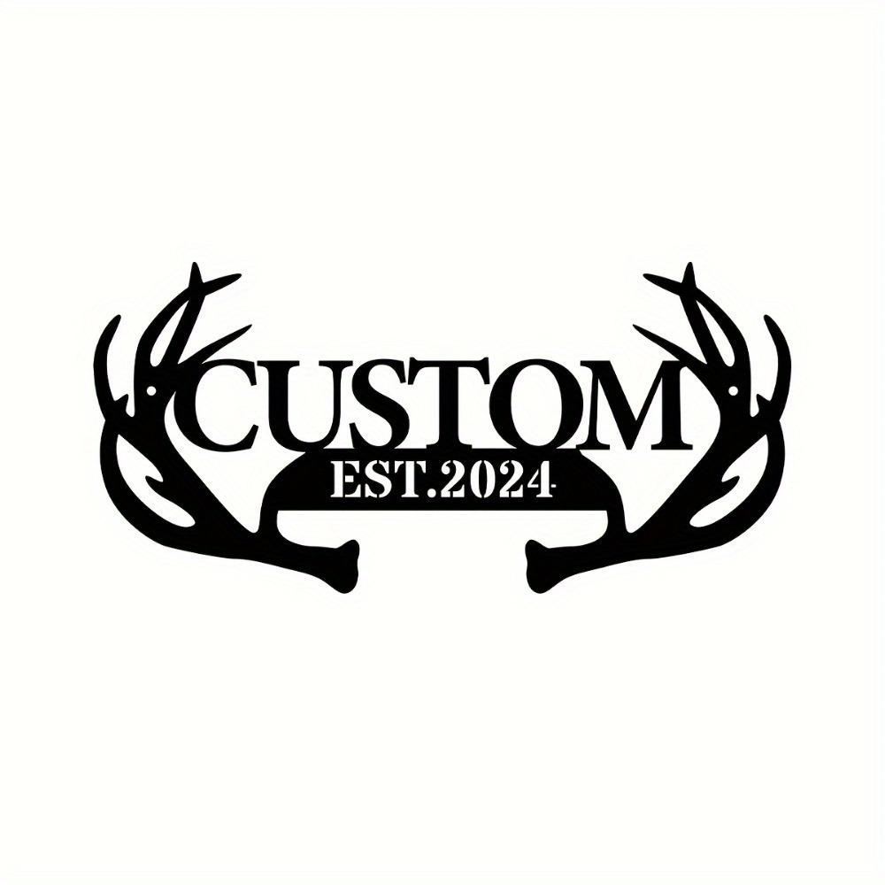 Personalized Metal Wall Art Custom Antler Family Name Sign Rustic Home Office Decor House Number Address Plaque Gift
