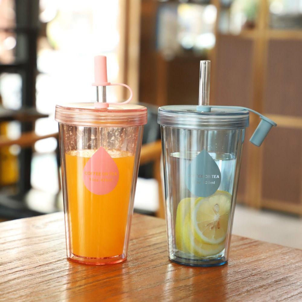 Transparent Iced Coffee Cups Reusable Water Cup Easy To Clean Plastic Tumbler Cup  Summer