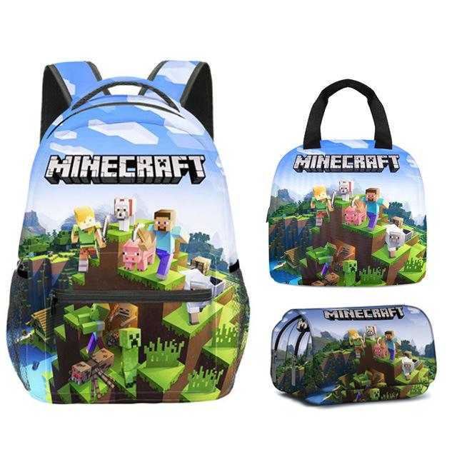 Zaino Tempo Libero Bambini Mondo Virtuale Zaino Scolastico Studente Borsa Pranzo Scatola Termica Astuccio