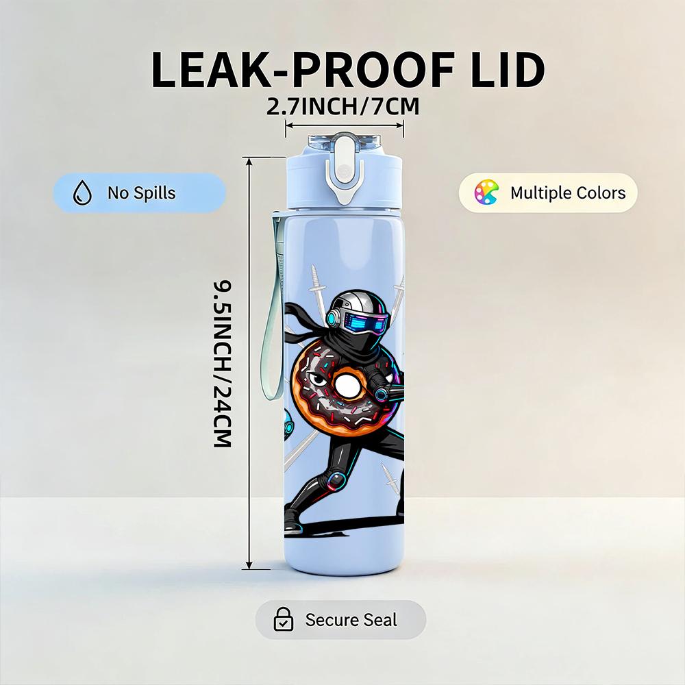 1PC Shield Warrior Laser Sword Figure 750ml Color Plastic Water Bottle Leakproof Flip Straw Lid For Sports Office Home Use