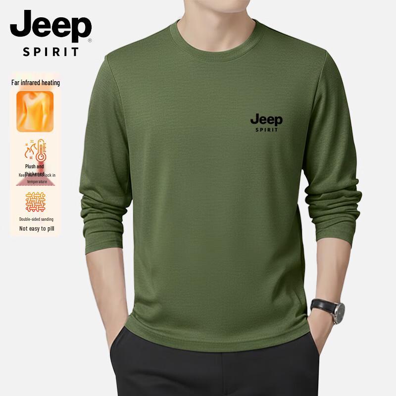 JEEP SPIRIT Men s Fleece-Lined Round Neck T-Shirt XL