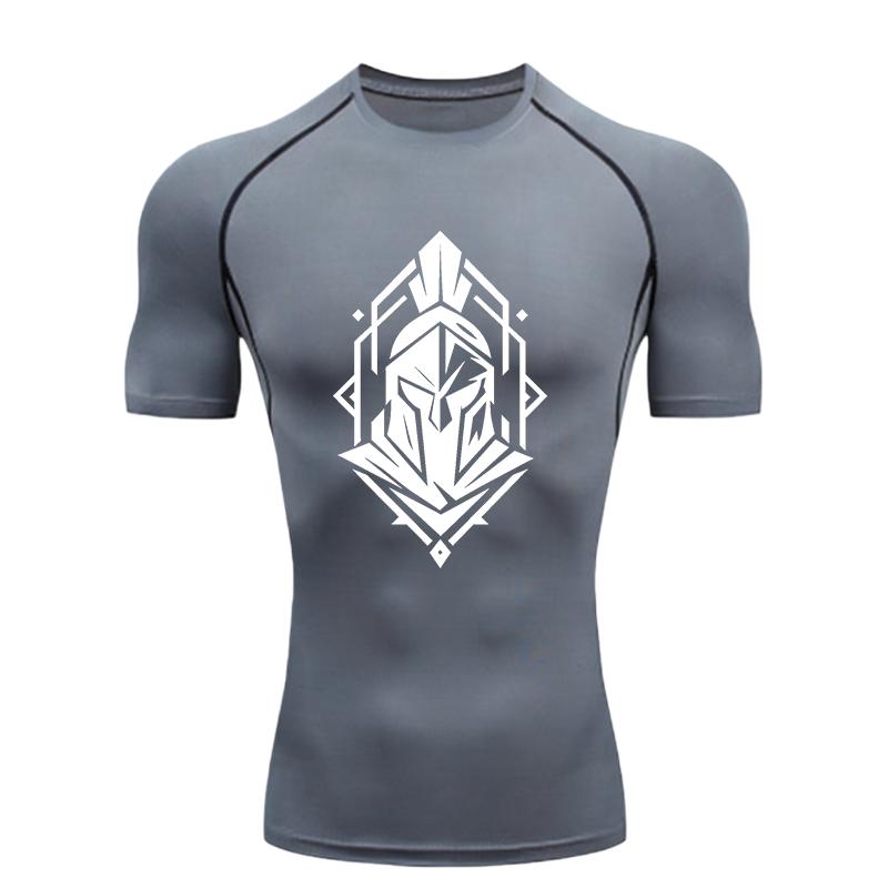 Spartan Helmet  Men's Sports T - Shirt Training Fitness Compression Rashguard Tops Short Sleeve T - Shirt