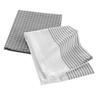 Torchon - EDEN - Dejeuner - 50 x 70 cm - Lot de 2 - 100% coton gris (rayures &amp; carreaux)